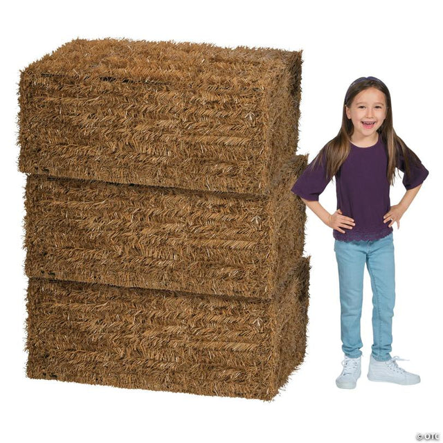 38 1/2" x 15 1/2" Bulk 3 Pc. Collapsible Plastic Faux Hay Bales