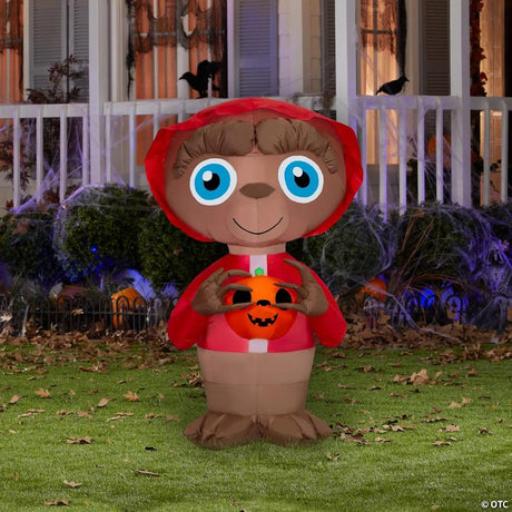RADYAN Inflatable E.T. Holding Jack-O'-Lantern Halloween Yard Decoration shown in a clear product image
