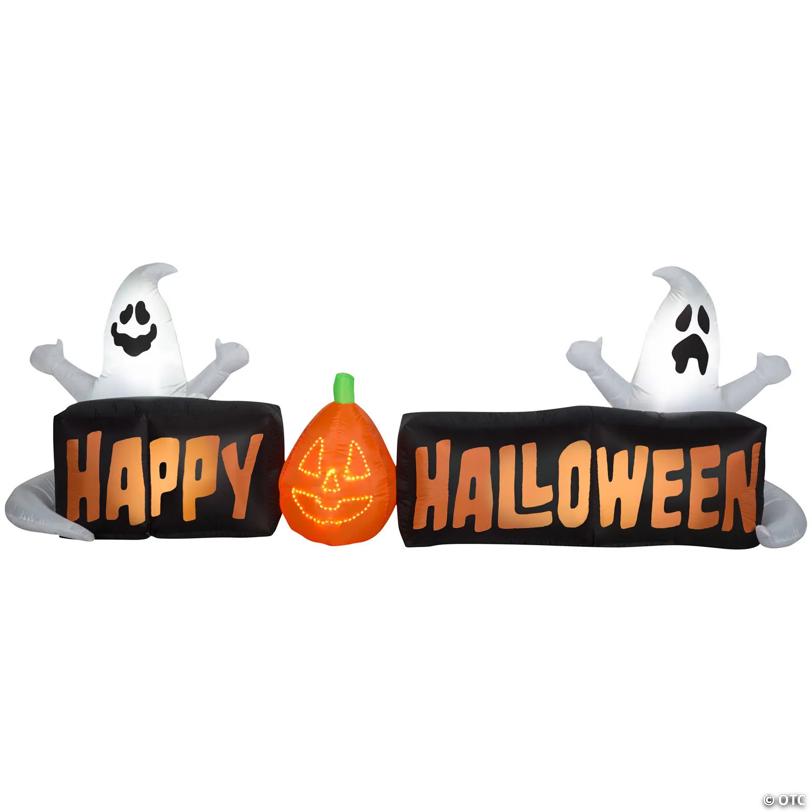 38" Airblown® Inflatable Lightshow Happy Halloween with Ghosts & Jack-O'-Lantern Decoration