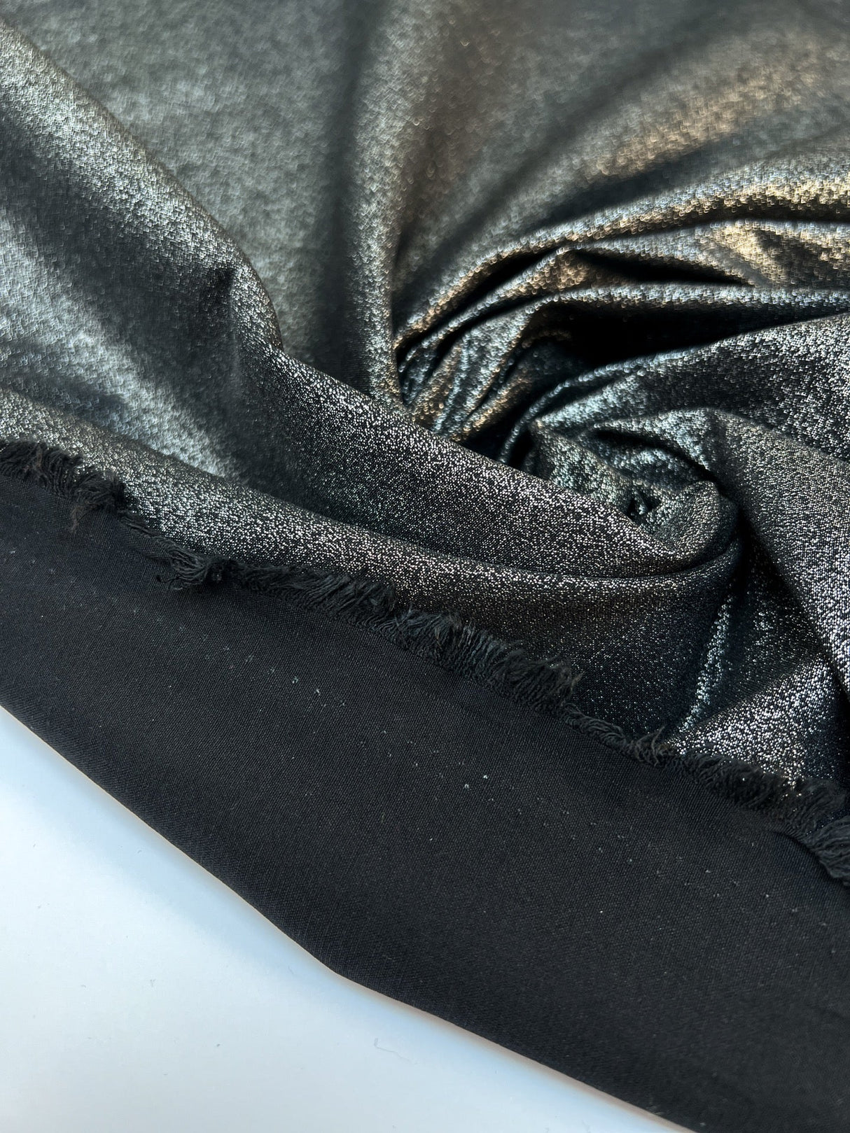 Cotton Elastane Glitter Fabric Silver Black
