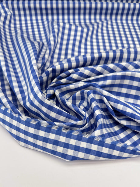 Cotton Poplin Checked Blue