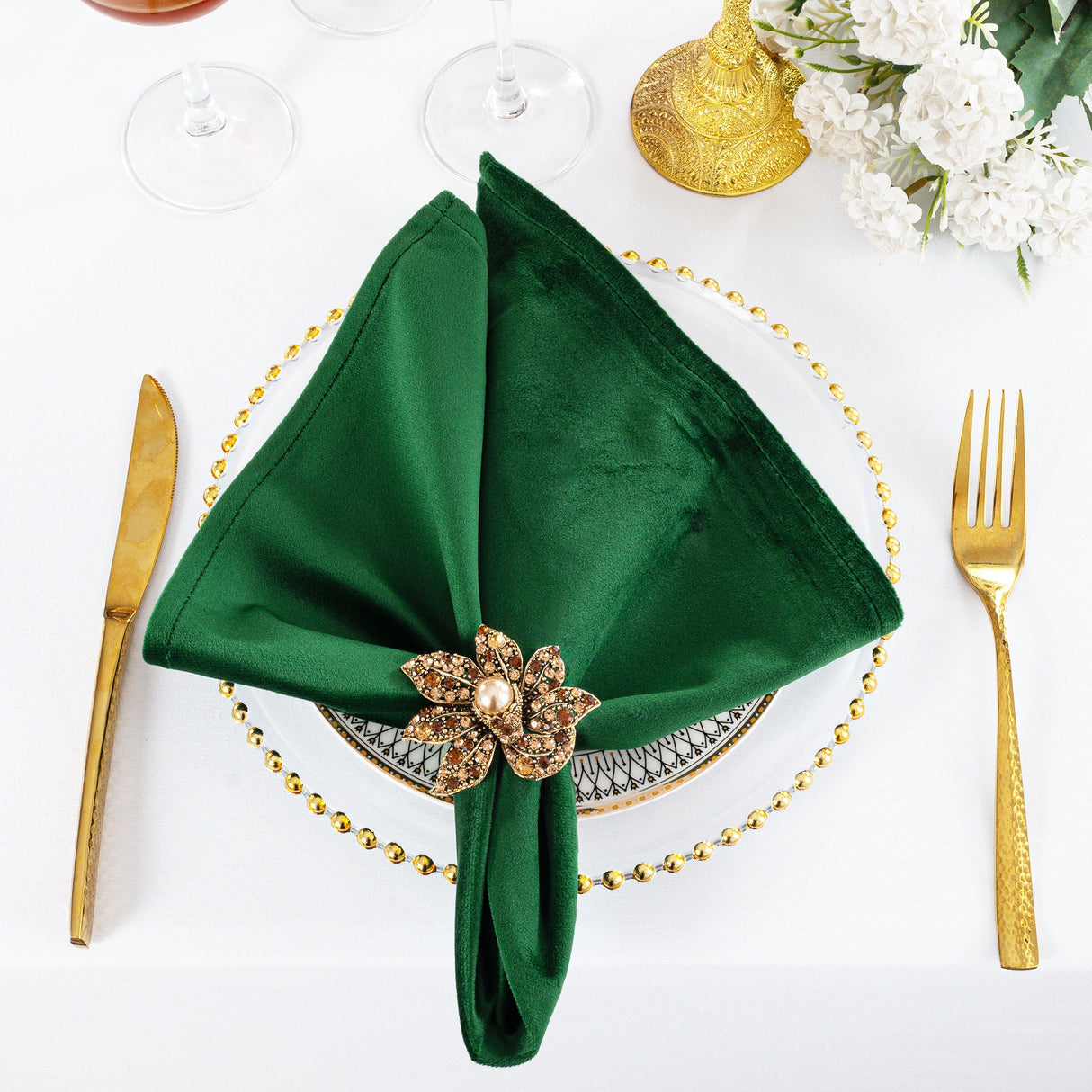 Velvet Dinner Napkins 20x20 Emerald Green