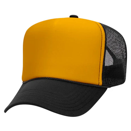 Trucker Hats Caps Fabric - Black/Gold, Adjustable (1 Piece)