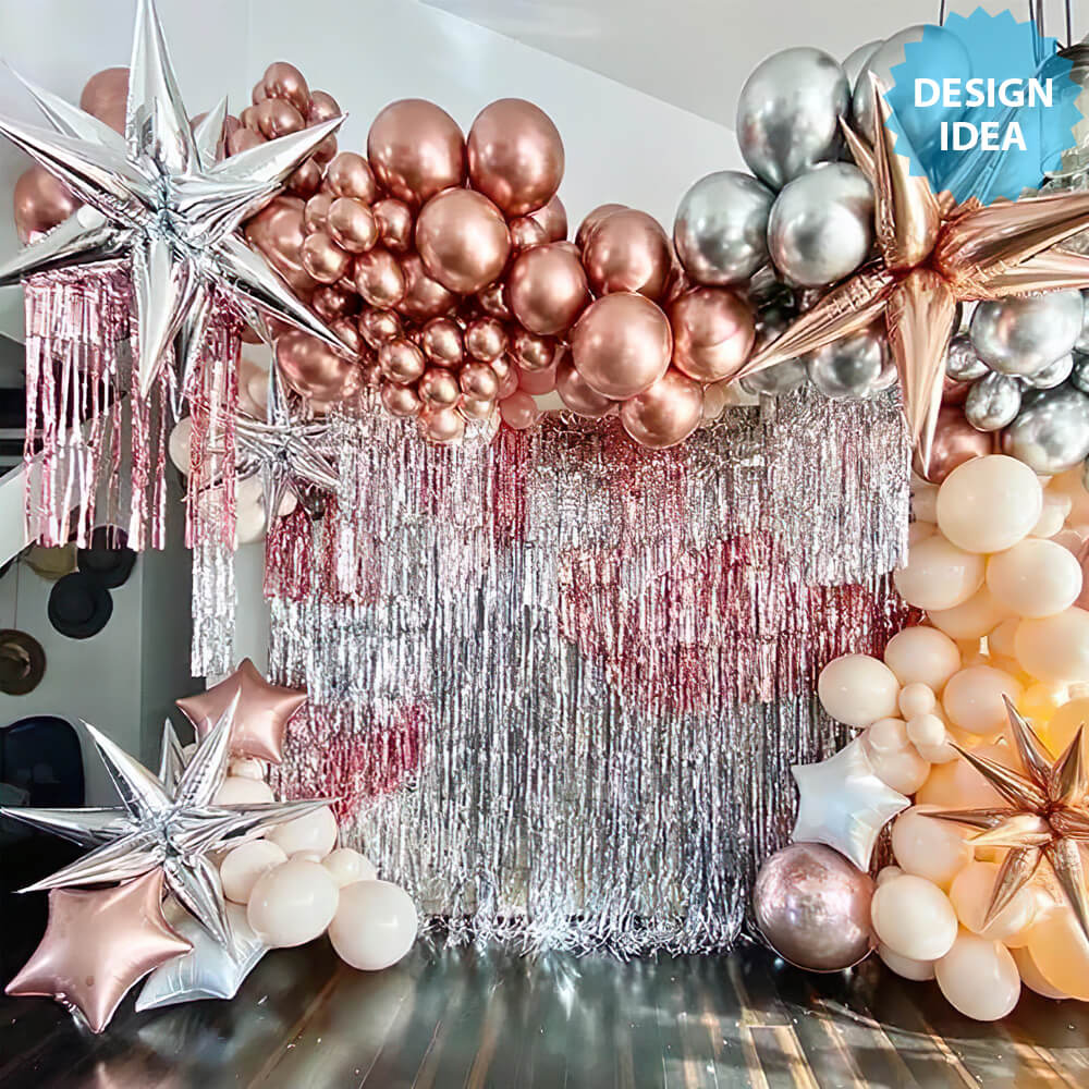3D Star-Burst Foil Balloon, Metallic Magenta