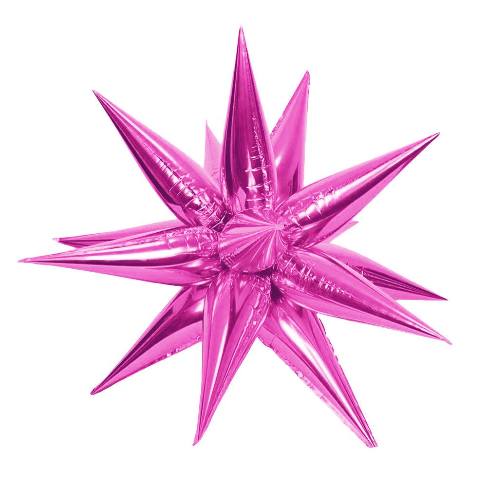 3D Star-Burst Foil Balloon, Metallic Magenta