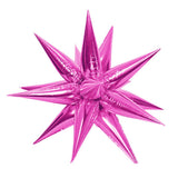 3D Star-Burst Foil Balloon, Metallic Magenta