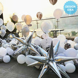 3D Star-Burst Foil Balloon, Metallic Magenta
