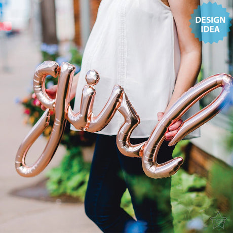 Foil Balloon Girl Script Rose Gold 39 Inch