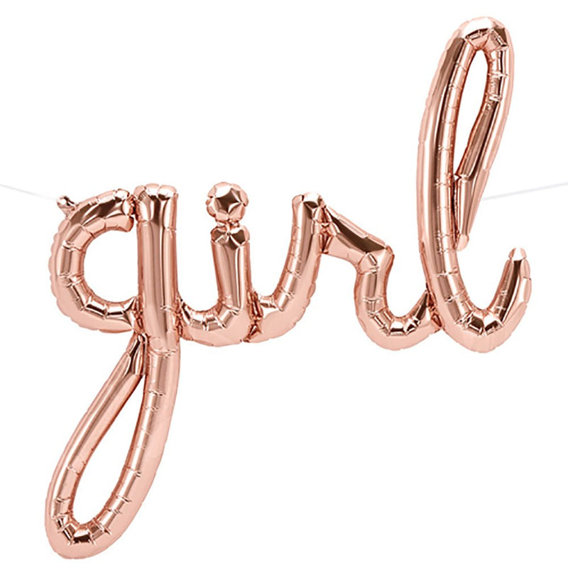 Foil Balloon Girl Script Rose Gold 39 Inch