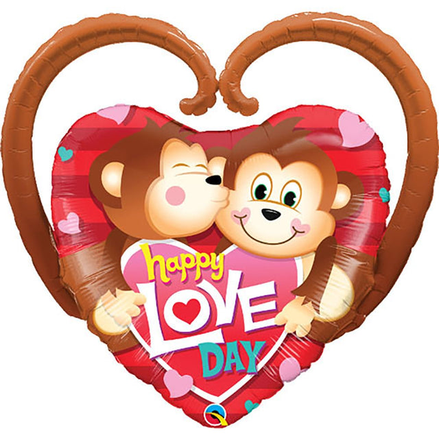 Foil Balloon Happy Love Day Monkeys 39 Inch