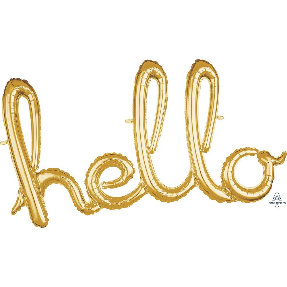 Foil Balloon Hello Gold Air-Fill Only