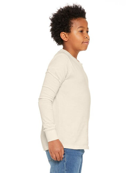 BELLA + CANVAS Youth Jersey Long-Sleeve T-Shirt in White