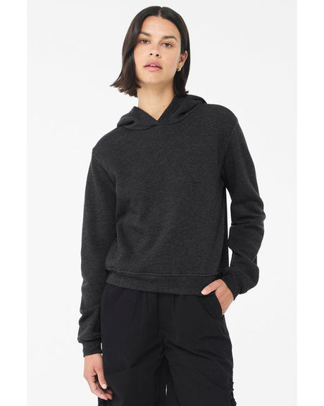 BELLA + CANVAS Bella + Canvas Ladies Long Sleeve Pullover Hooded Sweatshirt in Black