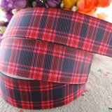 Plaid Linen Look Wired Ribbon Red 1.5" x 25 yd