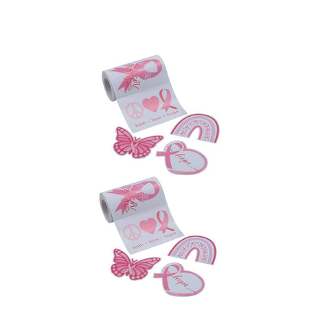 3" x 2" Breast Cancer Awareness Decal Sticker Roll 100 Pc