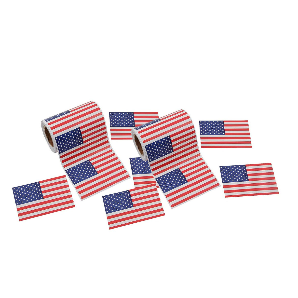 Patriotic Red, White and Blue American Flag Sticker Roll 100 Pieces 3x2 Inch