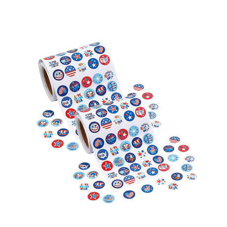 1/2" Bulk 1000 Pc Mini Patriotic Sticker Roll