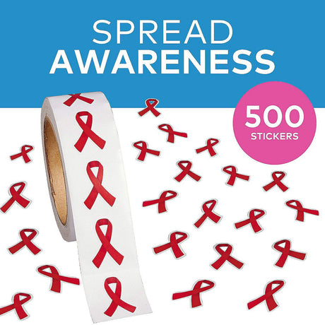 1 1/2" Bulk Awareness Ribbon Sticker Roll 500 Pc