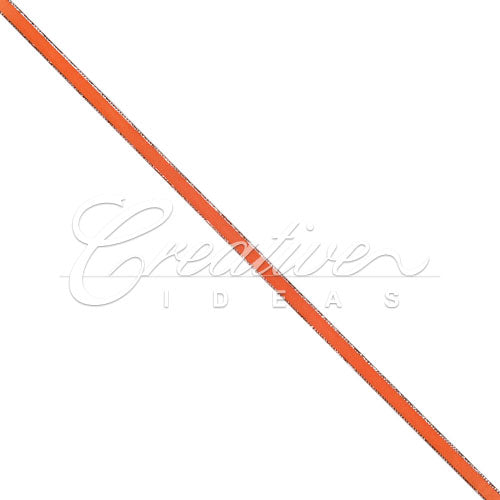 3/8" Satin With Silver Edge Ribbon - 50 Yards (Orange)