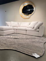 Beluga Tufted Design 55 Wool Fabric - Ivory Black Tufted Pattern, 8' X 11', 9' X 12', 10' X 13' (1 Piece)