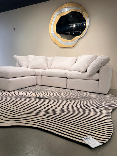 Beluga Tufted Design 55 Wool Fabric - Ivory Black Tufted Pattern, 8' X 11', 9' X 12', 10' X 13' (1 Piece)