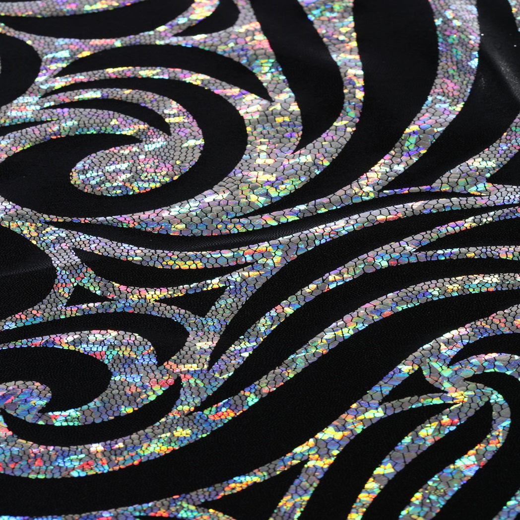 Nylon Spandex Paisley Foggy Foil Fabric