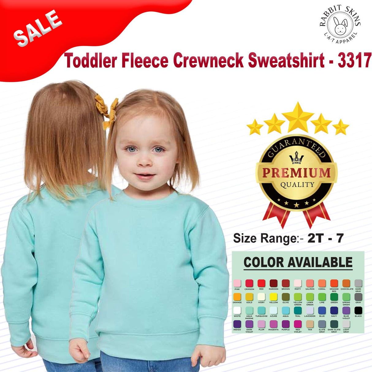RADYAN® Toddler Fleece Long Sleeve Crewneck Sweatshirt - 3317