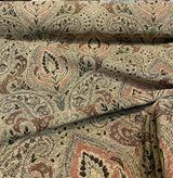 Madison Chutney Chenille Fabric - Heavy Damask, Greens And Reds, 54" Width (1 Yard)