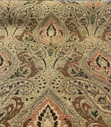 Madison Chutney Chenille Fabric - Heavy Damask, Greens And Reds, 54" Width (1 Yard)