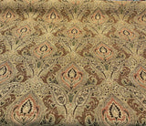 Madison Chutney Chenille Fabric - Heavy Damask, Greens And Reds, 54" Width (1 Yard)