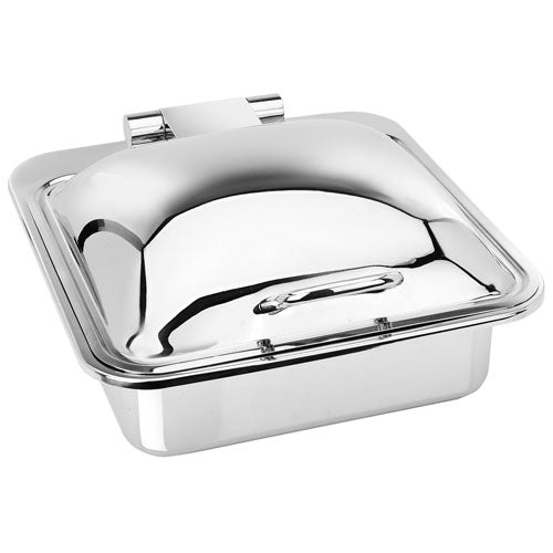 Eastern Tabletop Square Stainless Steel MID/MAX Induction Chafer w/ Hinged Dome Cover - 6 Qt.