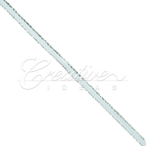 1/8" Satin With Silver Edge Ribbon - 50 Yards (Light Blue)