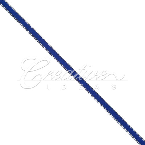 1/8" Satin With Silver Edge Ribbon - 50 Yards (Royal Blue)