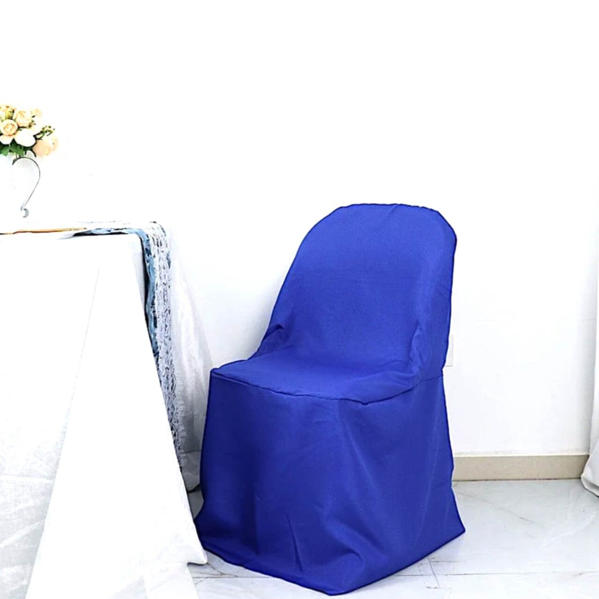1 Piece Royal Blue Polyester Chair Cover for Premium Folding Seating