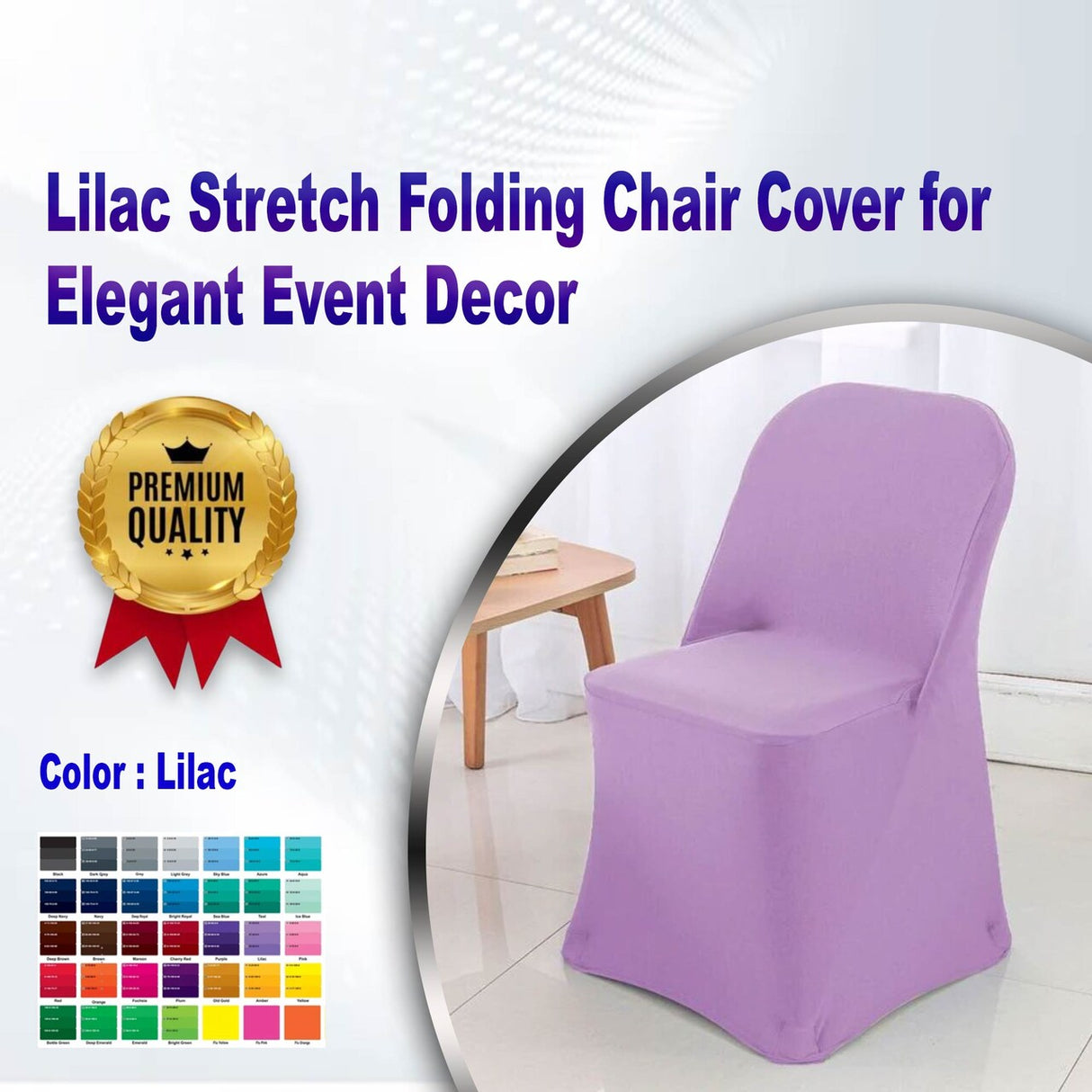 Lilac Stretch Folding Chair Cover for Elegant Event Decor