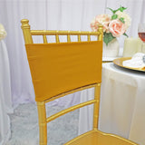 10 Pieces Gold Spandex Chair Bands Double Layered for Weddings and Events 7x13 inches
