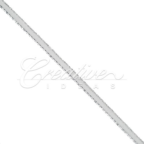 1/8" Satin With Silver Edge Ribbon - 50 Yards (Silver)