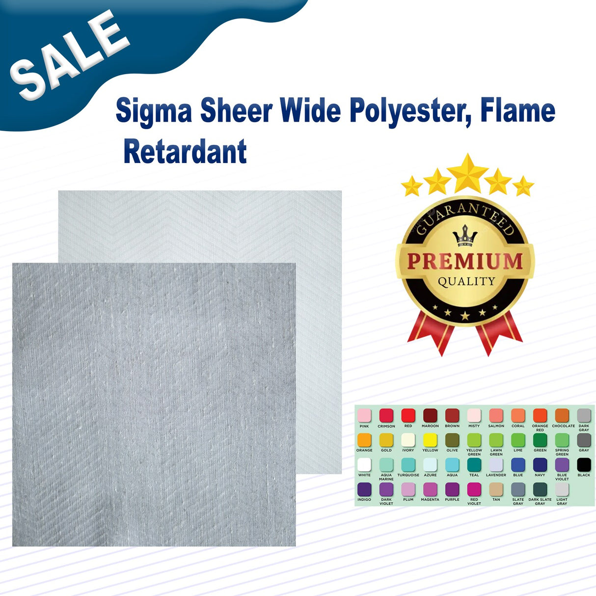 1 Yard Sigma Sheer Wide Polyester Flame Retardant