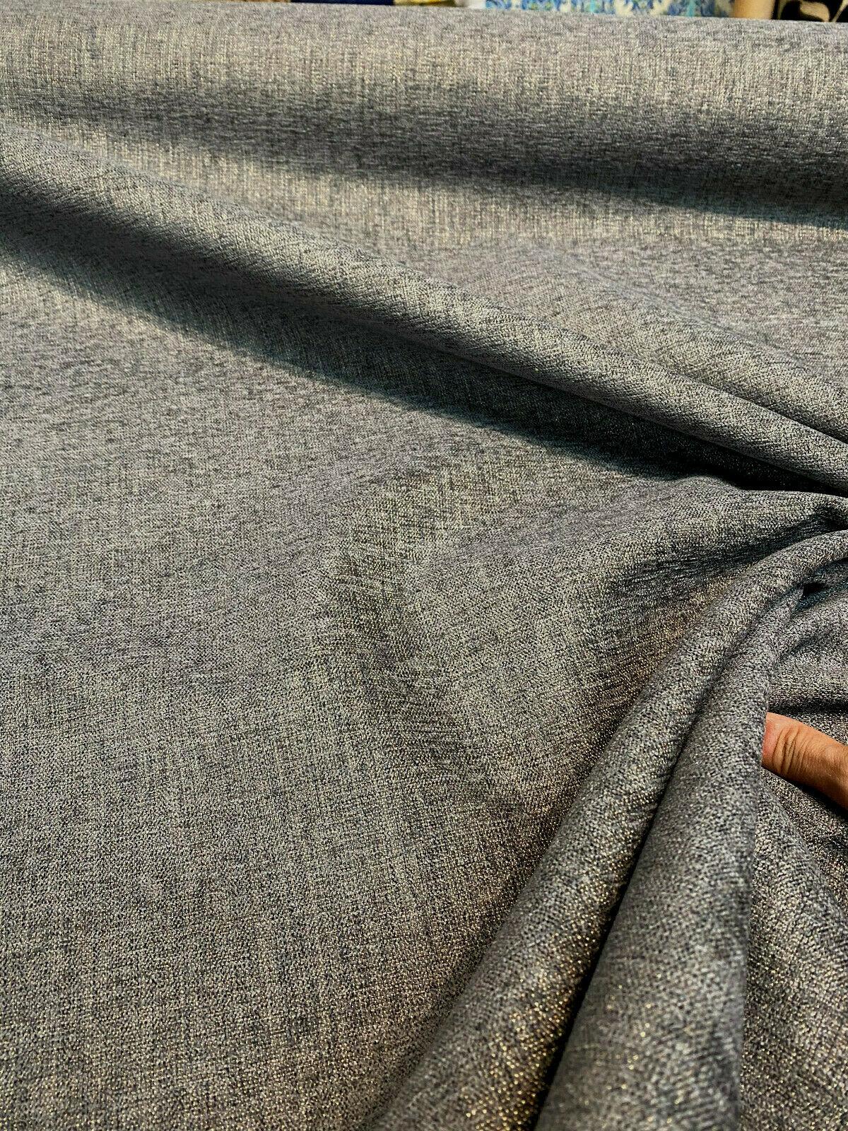Waverly Ashville Smoke Soft Chenille Fabric - Smoke Gray With Antique Gold, 58" Width (1 Yard)