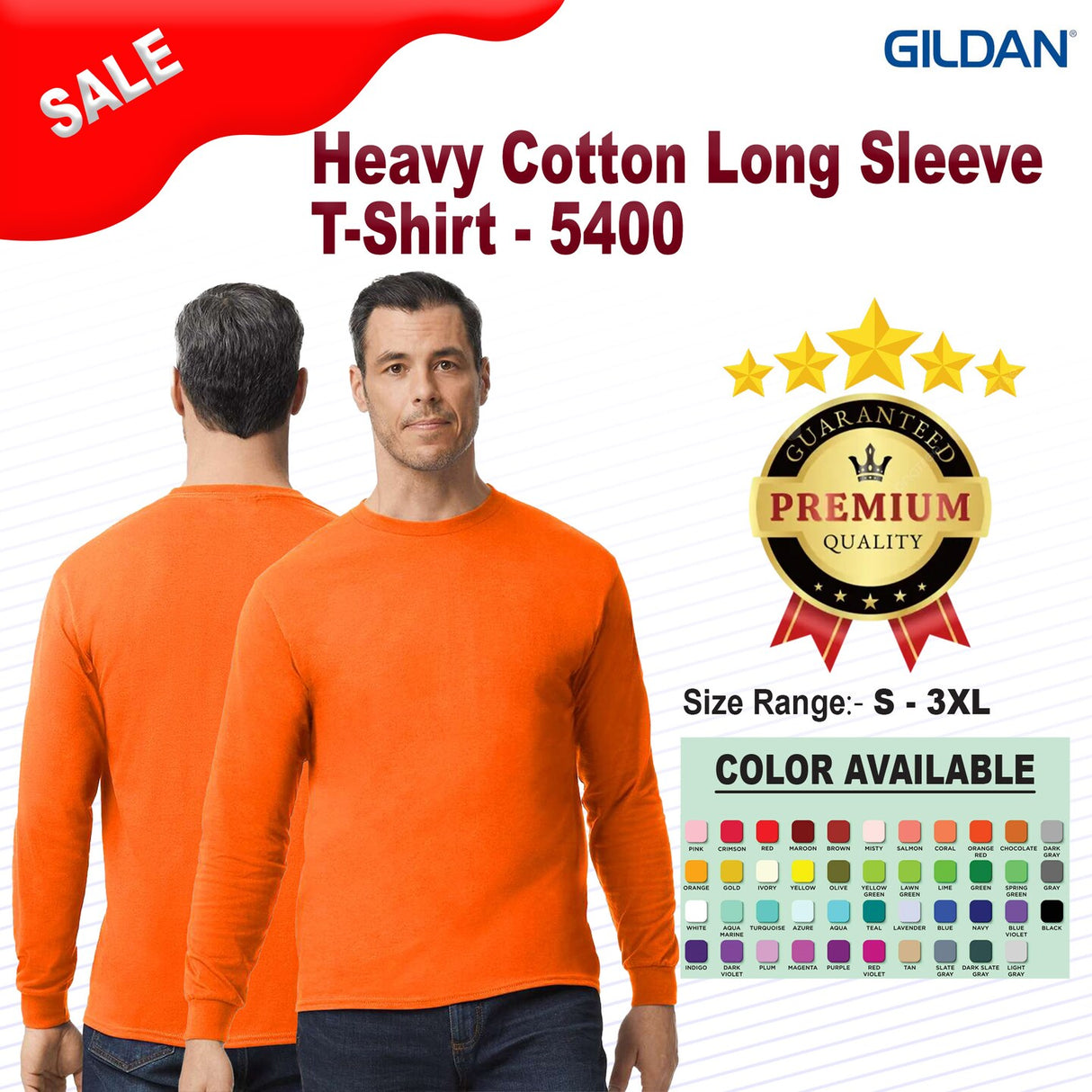 Gildan® Heavy Cotton Crewneck Long Sleeve T-Shirt