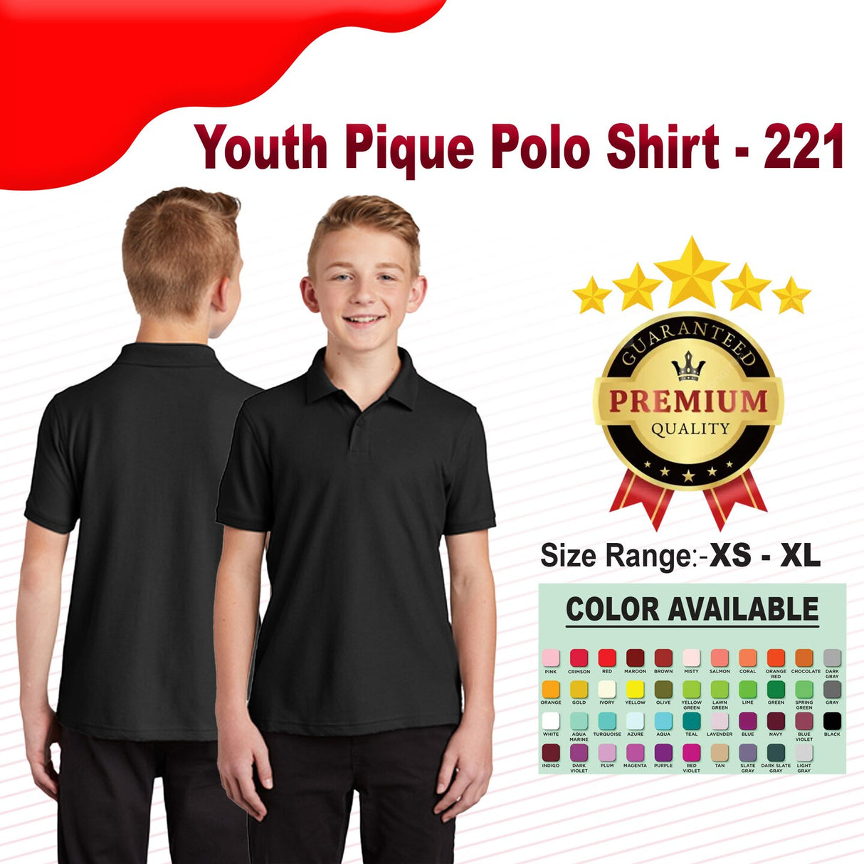 Pro Club Youth Pique Polo Shirt