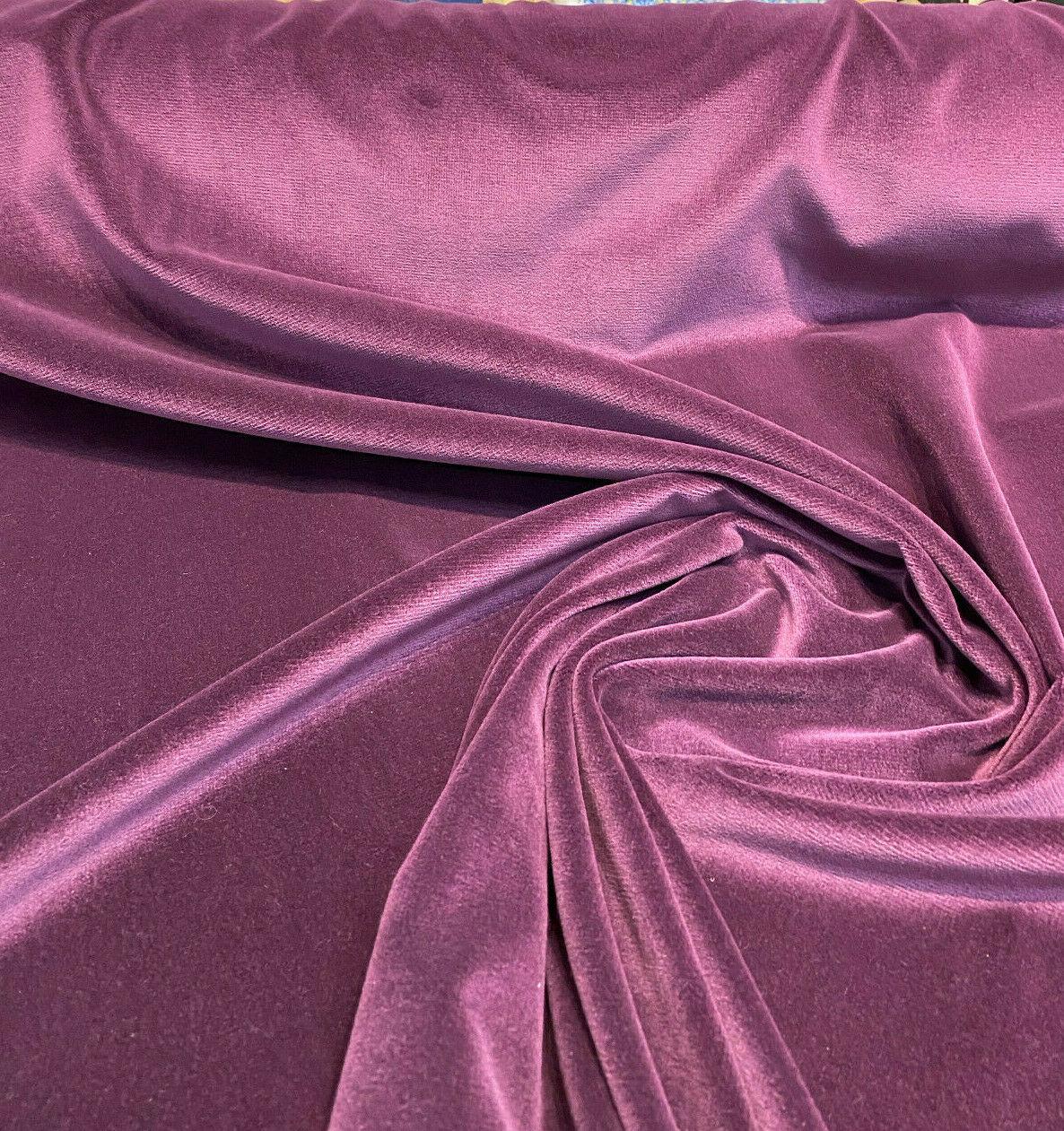 Marvel Velour 100 Percent Cotton Velvet Fabric - Eggplant Purple, Napped, 54" Width (1 Yard)