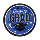 Gold Congrats Grad Round Paper Dinner Plates 9 Inch 25 Count