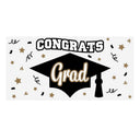 Black Congrats Grad Graduation Party Plastic Banner 6 Ft. x 3 Ft.