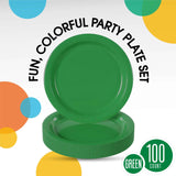 100 Count Emerald Green Paper Plates Durable Disposable Party Plates for Events 10"