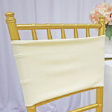 10 Pieces Soft Ivory Stretch Spandex Chair Bands 7 x 13 Inches