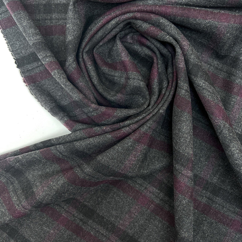 Wool Blend Tweed Multicolour Checked Stripe