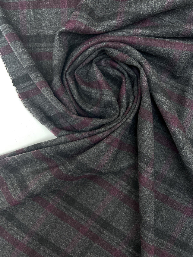 Wool Blend Tweed Multicolour Checked Stripe