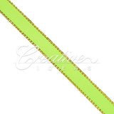 3/8" Satin With Gold Edge Ribbon- 50 Yards (Apple Green)