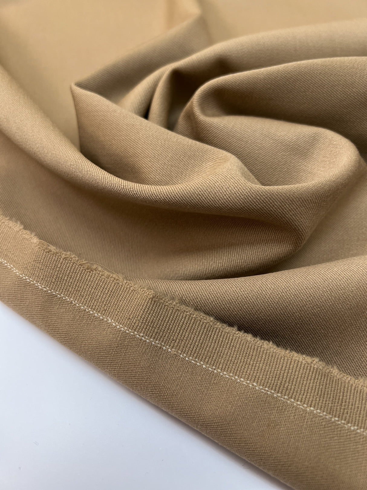 Beige Wool Twill Fabric